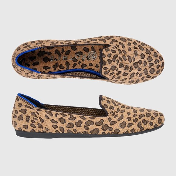 Rothy’s Spotted The Loafer Leopard Print Flats Slip-On Comfort Flexible Brown - Picture 1 of 13